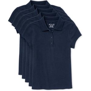 imageThe Childrens Place Girls Uniform Pique PoloTidal 5pack
