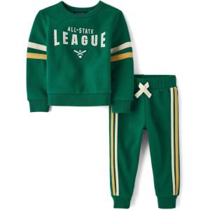 imageThe Childrens Place babyboys And Toddler Sweatshirt and Sweatpant 2 Piece OutfitVarsity Green