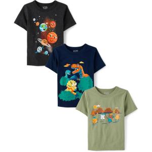 imageThe Childrens PlaceBaby Boysand Toddler Assorted Everyday Short Sleeve Graphic TShirtsmultipacksPlanetsDinoSmores 3Pack18 Months24 Months