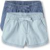 imageThe Childrens Place and Toddler Chambray Pull on ShortsRose WashDenim 2pack