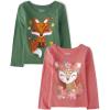 imageThe Childrens Place Baby Girls and Toddler Girls Long Sleeve Graphic T Shirt 2packFoxDeer