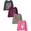 imageThe Childrens Place Baby Girls and Toddler UnicornsButterfliesTrends Long Sleeve Graphic TShirts4 PackButterflyFloral LoveHappyFloral