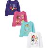 imageThe Childrens Place Baby Girls and Toddler UnicornsButterfliesTrends Long Sleeve Graphic TShirts4 PackHopscotchAnimalsAbcFarm