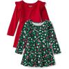 imageThe Childrens Place Baby Toddler Girls Long Sleeve Fashion Skater DressesCandyRed