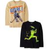 imageThe Childrens Place Boys GamerCarsSports Long Sleeve Graphic TShirts2 PackHockey GoalFootball Player