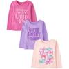 imageThe Childrens Place Girls and Toddler Assorted Everyday Long Sleeve Graphic TShirtsmultipacksCuteBowsSweet Kind 3pack