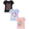 imageThe Childrens PlaceAnd Toddler Girls Short Sleeve Graphic Tshirt 3packBabyGirlsAlaphabetNumbersOver the Rainbow5T