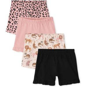 imageThe Childrens Place Baby Girls and Toddler Assorted Knit ShortsBlack Jungle Wonder Crystal Pink 4pack