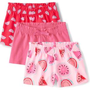 imageThe Childrens Place Baby Girls and Toddler Assorted Pull on Paper Bag ShortsWatermelonsPinkStrawberries 3pack