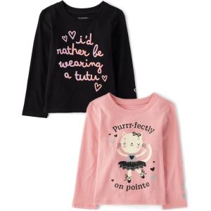 imageThe Childrens Place Baby Girls and Toddler Girls Long Sleeve Graphic T Shirt 2packPurrrfectlyTutu