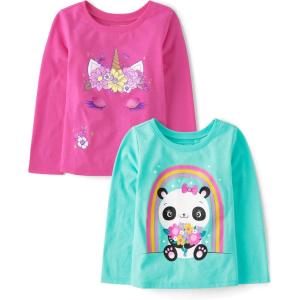 imageThe Childrens Place Baby Girls and Toddler Girls Long Sleeve Graphic T Shirt 2packUnicornPanda