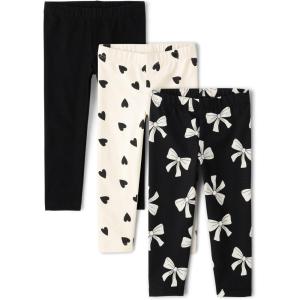 imageThe Childrens Place Baby Girls and Toddler Printed Leggings MultipacksBowsBlackHearts 3pack