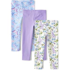 imageThe Childrens Place Baby Girls and Toddler Printed Leggings MultipacksButterfliesPurpleFloral 3pack
