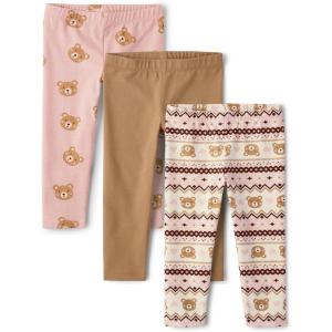imageThe Childrens Place Baby Girls and Toddler Printed Leggings MultipacksTeddy Bear 3pack