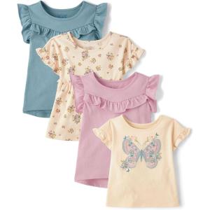 imageThe Childrens Place Baby Girls and Toddler Short Sleeve Flutter Knit ShirtsButterfly 4pack