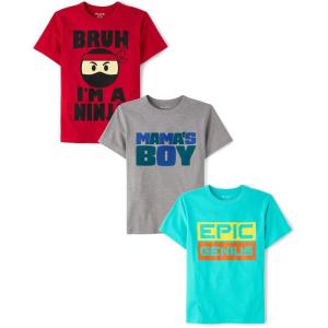 imageThe Childrens Place Boys Gamer Short Sleeve Graphic TShirtsmultipacksBruh NinjaMamas BoyEpic Genius