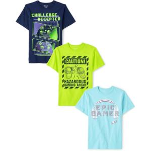 imageThe Childrens Place Boys Gamer Short Sleeve Graphic TShirtsmultipacksChallenge AcceptedCautionEpic Gamer