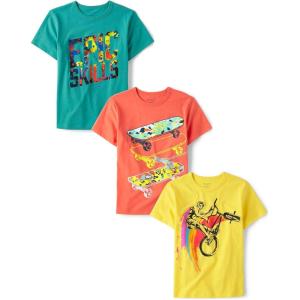 imageThe Childrens Place Boys Gamer Short Sleeve Graphic TShirtsmultipacksEpic SkillsSkateboardBicycle