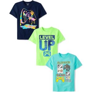 imageThe Childrens Place Boys Gamer Short Sleeve Graphic TShirtsmultipacksGame ControllerGame TimeLevel Up
