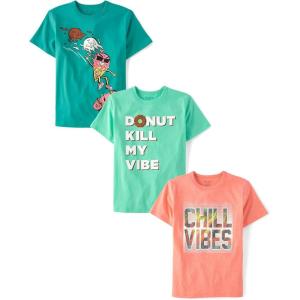 imageThe Childrens Place Boys Gamer Short Sleeve Graphic TShirtsmultipacksIce Cream ConeDonutChill Vibes