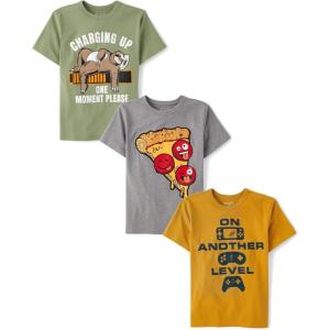 imageThe Childrens Place Boys Gamer Short Sleeve Graphic TShirtsmultipacksPizzaNext LevelCharging