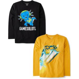 imageThe Childrens Place Boys GamerCarsSports Long Sleeve Graphic TShirts2 PackControllerGames Alot
