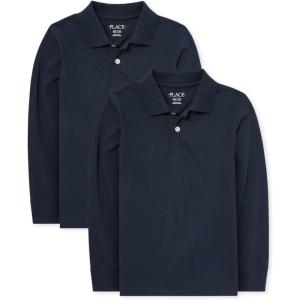 imageThe Childrens Place Boys Long Sleeve Soft Jersey Knit PolomultipacksNautico 2pack