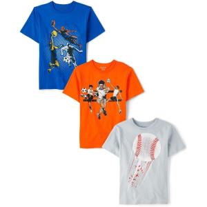 imageThe Childrens Place Boys Sports Short Sleeve Graphic TShirts MultipacksBaseballSport OrangeSport Blue 3pack