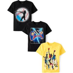 imageThe Childrens Place Boys Sports Short Sleeve Graphic TShirts MultipacksBaseballSports PlayerController 3pack