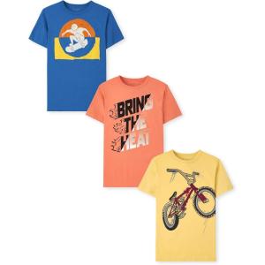 imageThe Childrens Place Boys Sports Short Sleeve Graphic TShirts MultipacksSkateboarderBring HeatBike 3pack