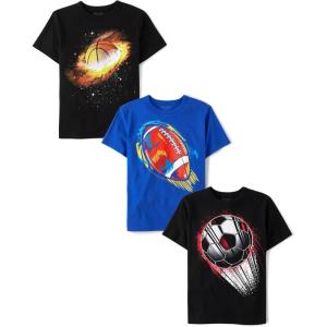 imageThe Childrens Place Boys Sports Short Sleeve Graphic TShirts MultipacksSolar BasketballSoccerFootball 3pack
