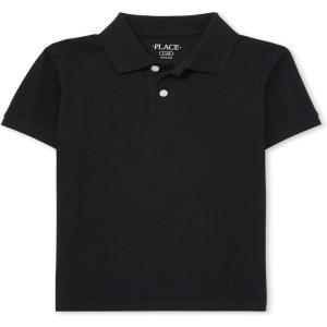 imageThe Childrens Place Boys Uniform Short Sleeve Pique PoloBlack Single