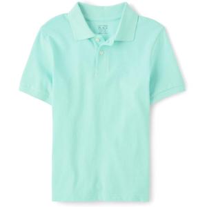 imageThe Childrens Place Boys Uniform Short Sleeve Pique PoloMellow Aqua