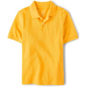 imageThe Childrens Place Boys Uniform Short Sleeve Pique PoloYellow Single
