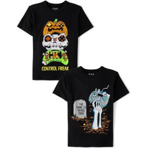 imageThe Childrens Place Girls All HolidaysBirthdays Short Sleeve Graphic TShirts2 PackSkeleton HandControl Freak
