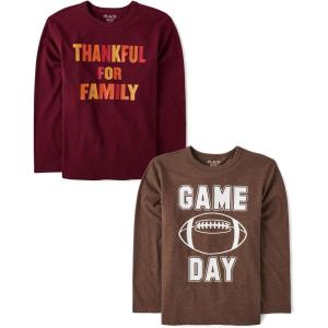 imageThe Childrens Place Kids All HolidaysBirthdays Long Sleeve Graphic TShirts2 PackThankful for Family