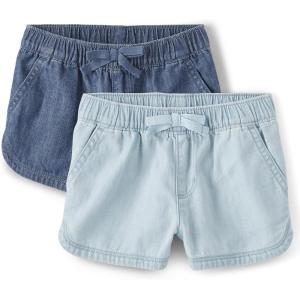 imageThe Childrens Place and Toddler Chambray Pull on ShortsRose WashDenim 2pack