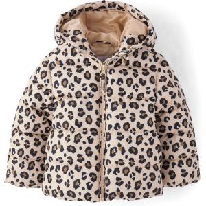 imageThe Childrens Place babygirls And Toddler Girls Medium Weight Windresistant Waterresistant Puffer JacketLeopard