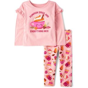 imageThe Childrens Place babygirls And Toddler Long Sleeve Active Shirt and Pant 2 Piece OutfitFuzzy Pink