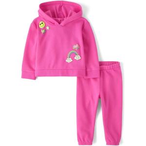imageThe Childrens Place babygirls And Toddler Long Sleeve Active Shirt and Pant 2 Piece OutfitPink Summer