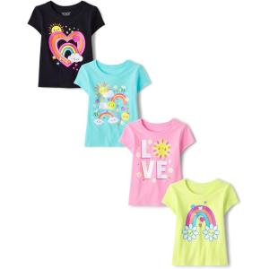 imageThe Childrens PlaceAnd Toddler Girls Short Sleeve Graphic Tshirt 4packBabyGirlsLove FlowerRainbow FlowerHappy RainbowRainbow Love4T
