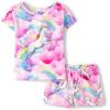 imageThe Childrens Place Girls Sleeve Top and Shorts2 Piece Pajama SetUnicorn Pink Neon