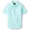 imageThe Childrens Place Boys and Toddler Boys Short Sleeve Button Down ShirtMellow Aqua Plaid