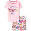 imageThe Childrens Place Girls 100 Cotton Sleeve Top and Shorts2 Piece Pajama SetBreakfast Besties