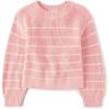 imageThe Childrens Place Girls Long Sleeve Crew Neck Pullover SweaterFuzzy Pink Stripe