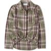 imageThe Childrens Place Girls Long Sleeve Plaid Twill Tie Front Button Down ShirtMint Green Plaid