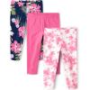 imageThe Childrens PlaceGirlsAssorted Everyday Capri LeggingsPink Palms 3pack