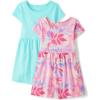 imageThe Childrens PlaceGirlsCasual Everday Short Sleeve DressesLuauBlue 2PackSmall