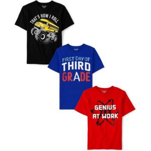 imageThe Childrens Place Boys SchoolLearning Short Sleeve Graphic TShirts3 PackHow I Roll1st Day of 3rd GradeGenius