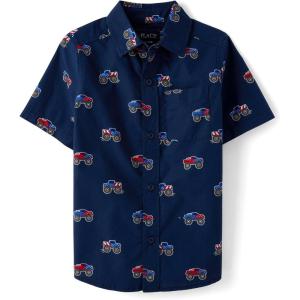 imageThe Childrens Place Boys Short Sleeve Button Down ShirtAmerica Monster Trucks